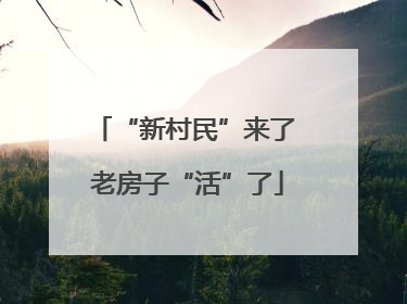 “新村民”来了 老房子“活”了