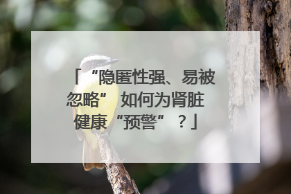 “隐匿性强、易被忽略” 如何为肾脏健康“预警”？