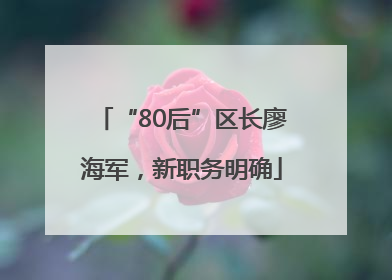 “80后”区长廖海军，新职务明确