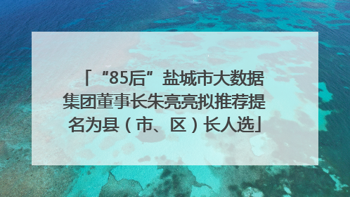 “85后”盐城市大数据集团董事长朱亮亮拟推荐提名为县（市、区）长人选