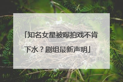 知名女星被曝拍戏不肯下水？剧组最新声明