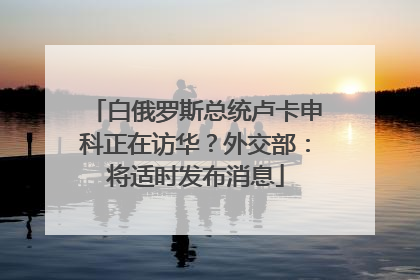 白俄罗斯总统卢卡申科正在访华？外交部：将适时发布消息