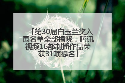第30届白玉兰奖入围名单全部揭晓，腾讯视频16部制播作品荣获31项提名