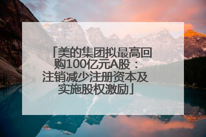 美的集团拟最高回购100亿元A股：注销减少注册资本及实施股权激励