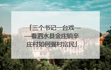 三个书记一台戏——看泗水县金庄镇辛庄村如何强村富民