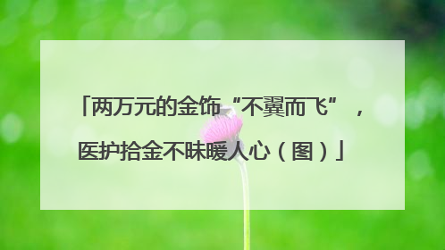 两万元的金饰“不翼而飞”，医护拾金不昧暖人心（图）