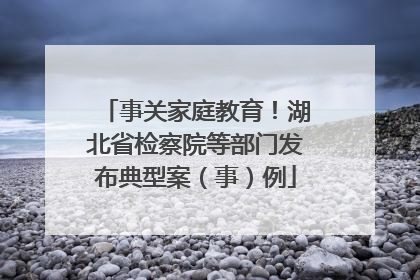 事关家庭教育！湖北省检察院等部门发布典型案（事）例