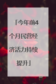 今年前4个月民营经济活力持续提升