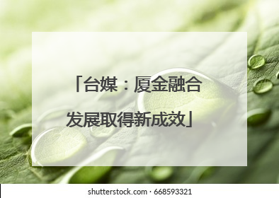 台媒：厦金融合发展取得新成效