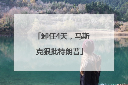 卸任4天，马斯克狠批特朗普