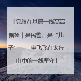 党旗在基层一线高高飘扬｜是民警、是“儿子”——申飞飞在太行山中的一线坚守
