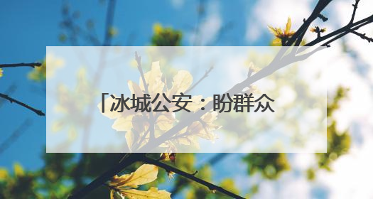 冰城公安：盼群众幸福，盼群众平安