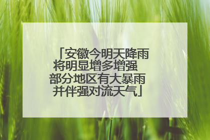 安徽今明天降雨将明显增多增强 部分地区有大暴雨并伴强对流天气