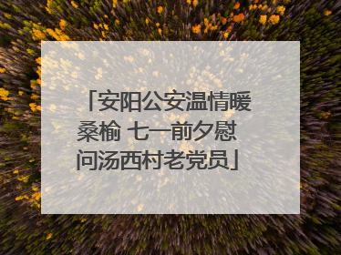 安阳公安温情暖桑榆 七一前夕慰问汤西村老党员