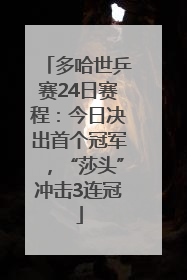 多哈世乒赛24日赛程：今日决出首个冠军，“莎头”冲击3连冠