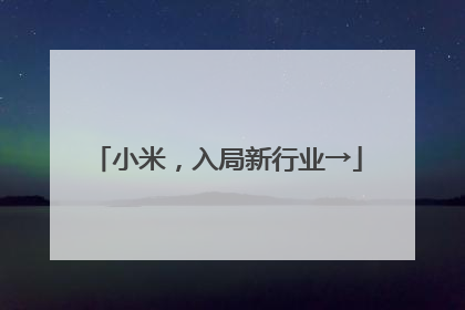 小米，入局新行业→