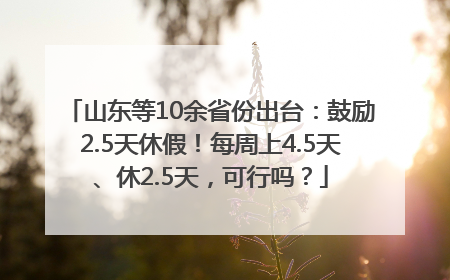 山东等10余省份出台：鼓励2.5天休假！每周上4.5天、休2.5天，可行吗？