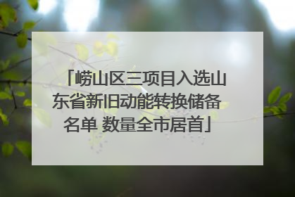 崂山区三项目入选山东省新旧动能转换储备名单 数量全市居首