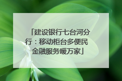 建设银行七台河分行：移动柜台多便民 金融服务暖万家