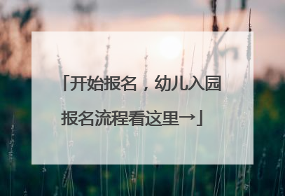 开始报名，幼儿入园报名流程看这里→