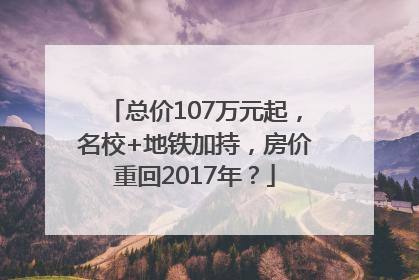 总价107万元起，名校+地铁加持，房价重回2017年？