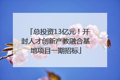 总投资13亿元！开封人才创新产教融合基地项目一期招标