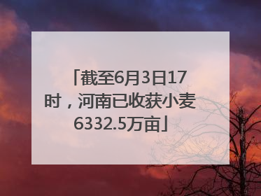 截至6月3日17时，河南已收获小麦6332.5万亩