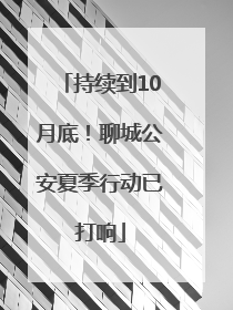 持续到10月底！聊城公安夏季行动已打响