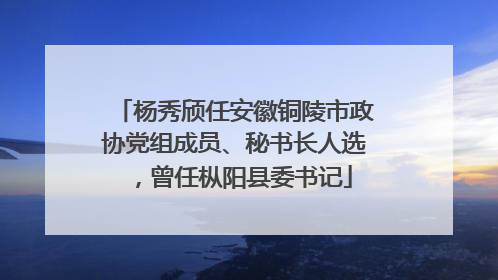 杨秀颀任安徽铜陵市政协党组成员、秘书长人选，曾任枞阳县委书记