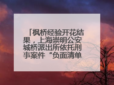枫桥经验开花结果，上海崇明公安城桥派出所依托刑事案件“负面清单”强化派出所“主防”