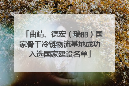 曲靖、德宏（瑞丽）国家骨干冷链物流基地成功入选国家建设名单