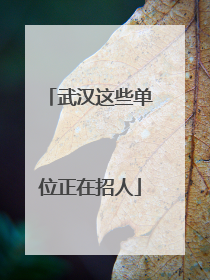 武汉这些单位正在招人
