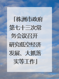 株洲市政府第七十三次常务会议召开 研究低空经济发展、大抓落实等工作