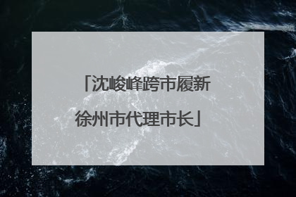 沈峻峰跨市履新徐州市代理市长
