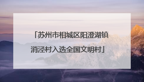 苏州市相城区阳澄湖镇消泾村入选全国文明村