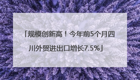 规模创新高！今年前5个月四川外贸进出口增长7.5%