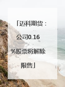 迈科期货：公司0.16%股票将解除限售