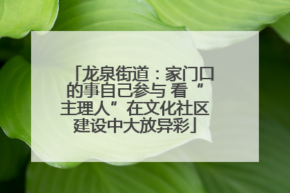 龙泉街道：家门口的事自己参与 看“主理人”在文化社区建设中大放异彩